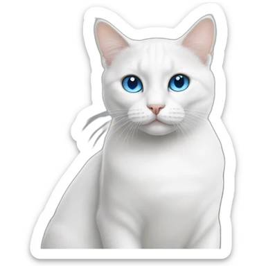 British white cat with blue eyes sticker