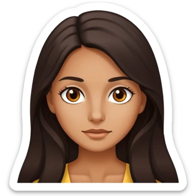 woman with slightly tanned skin, dark brown long hair, dark brown eyes sticker