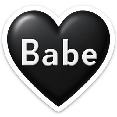 the word 'Babe' in white handwriting across a black heart, pixel art style, high contrast sticker