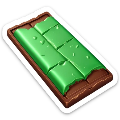 One chocolate bar with green stuff inside of the chocolate bar cracked open sticker