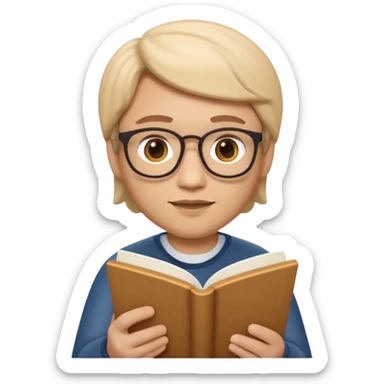Apple Memoji-style 3D emoji of a playwright with a script in hand, smooth gradients, rounded shapes, no background.
 sticker