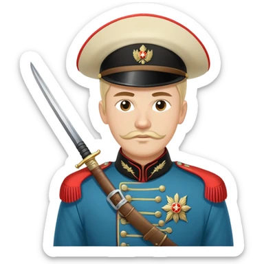 White Army Cossack cavalry soldier with traditional uniform and sabre from 1920s Russian Civil War sticker