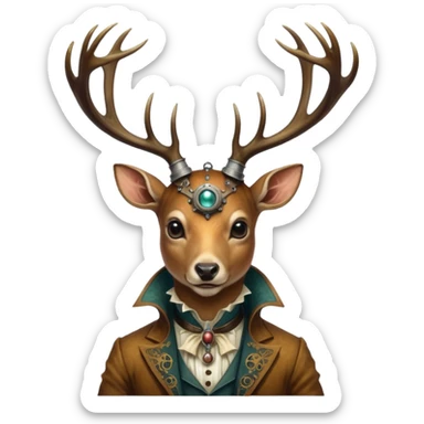 aesthetic brilliant divine lighting, oil paint steam-punk -  hieronymus bosch phantasmagoric mutated creatures - hybrids of human-deer sticker