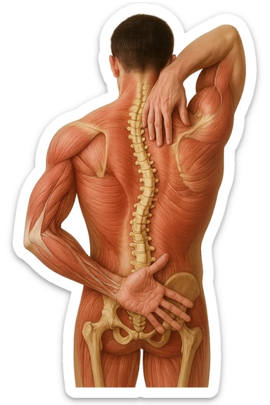 fai un immagine identica che riguarda un esercizio ma mettigli spina dorsale e muscoli in evidenza (anatomica). falla iperrealistica anatomica in 4k con spina dorsale storta in evidenza sticker
