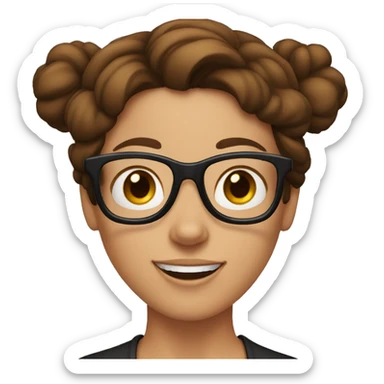 brown haired woman with mickey ears. honey-colored eyes and glasses with black frames. Super excited sticker