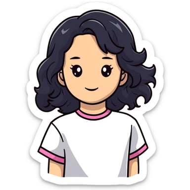 light skinned girl with dark wavy hair sticker