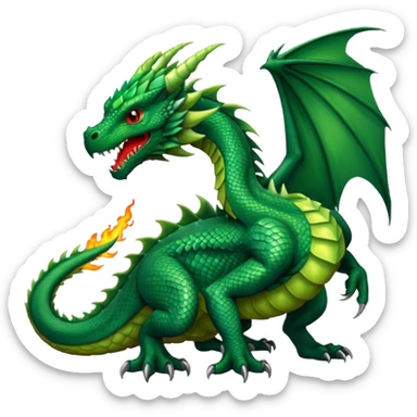 I need a character for an educational geography course in the style of a dragon that roars with fire green  sticker