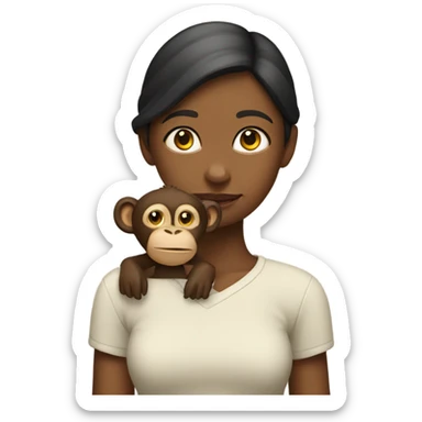 girl with monkey on her shoulder sticker