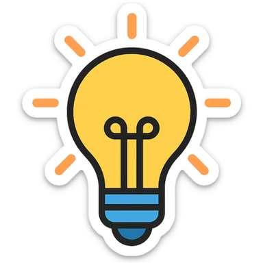 bulb icon with color accents and clean design sticker