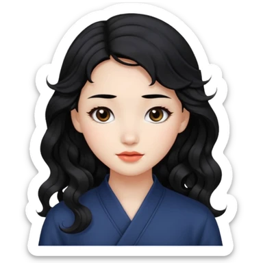Beautiful girl,Black hair,wavy hair，long hair,Black eyes,Chinese sticker