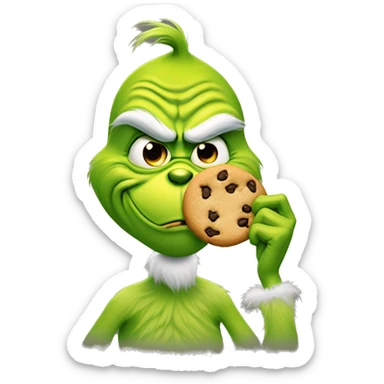 I want the grinch but has a bow ont he top of its head and is eating a cookie sticker