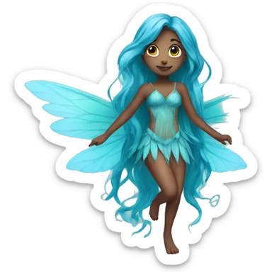 Beautiful, fairy, blue, turqoise, long hair, big wings sticker