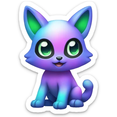 Cute cool black nebula fading green blue purple pink gradient animal hybrid Fakemon full body sticker