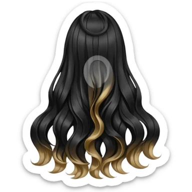 back view of long black voluminous hair sticker