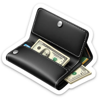 A wallet with money and financial bills, representing financial contribution sticker