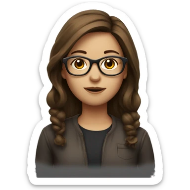 Girl with glasses with brown hair and cigarette sticker