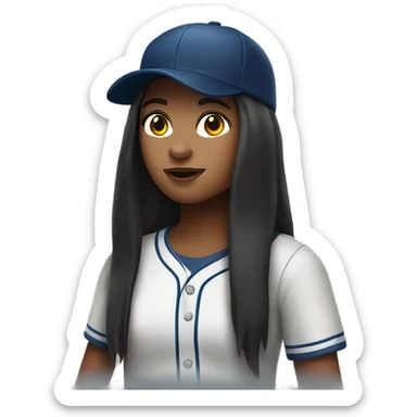 Long dark hair girl with baseball cap  sticker