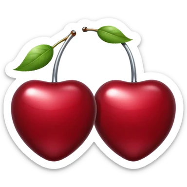 A pair of cherries emoji made of liquid silver chrome, smooth rounded shapes, glossy metallic surface, subtle sensual vibe, luxury sexy aesthetic, iOS emoji style, centered, clean white background sticker