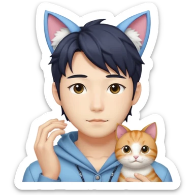  Korean Japanese Handsome Attractive Romantic Shoujo-Anime-style gentleMan with cat ears   sticker