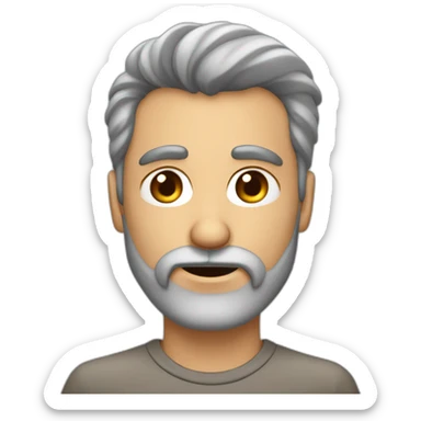 Hombre de 40 años pelo rapado y barba recortada gris con los ojos marrones y anteojos sticker