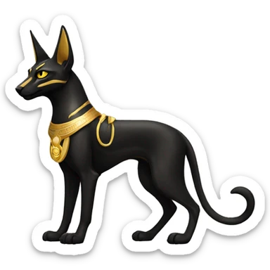 Black Egyptian Anubis-Cat. Golden Anubis-Rings and yellow markings. Full body sticker