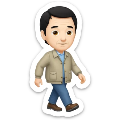 señor muy mayor pelo negro camina sin bigote sticker