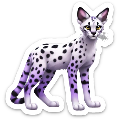 Epic Edgy Colorful Cool Cute Realistic Black White Purple ethereal Serval-Fionbri fursona full body sticker