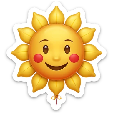 smiling happy sun puffy balloon style sticker