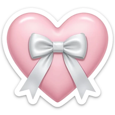 Light pink heart with white ribbon bow sticker