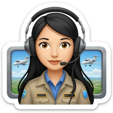 Femme cheveux long noir travaille dans le domaine de l'aéronautique sticker