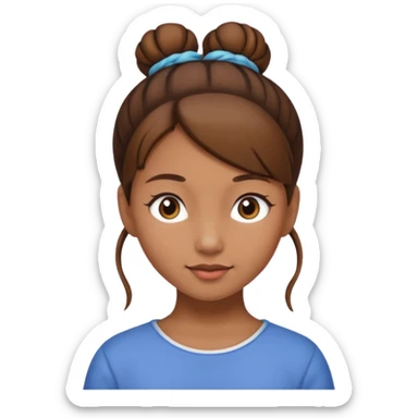 Girl with light brow skin and brown hair in bun sticker