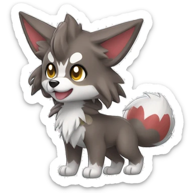 Kawaii Cool Chibi Poochyena-Rocruff-Lycanroc-Pokémon Full Body Detailed High Quality sticker