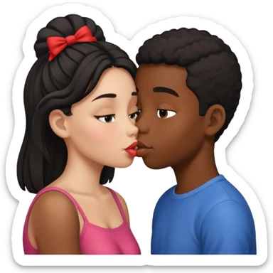 Two nerds kissing one is a girl one is a boy, make the boy black  sticker