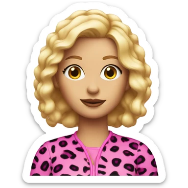 blonde woman in pink leopard outfit  sticker