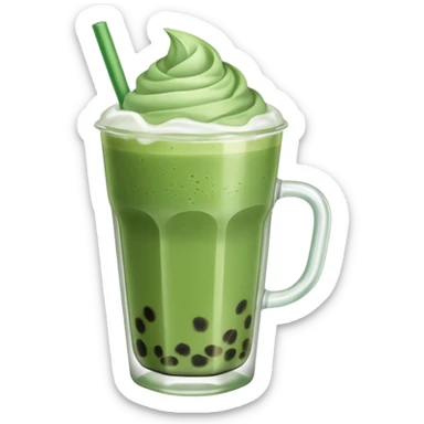 matcha latte with boba and ice sticker