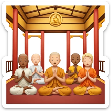 people praying in a Buddhist temple sticker