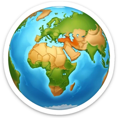 Earth globe with continents arranged in a creative 812 shape, stylized like previous design, iOS emoji style sticker