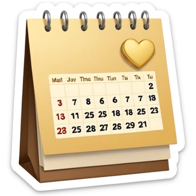 cute kalender , really light yellow/gold/brown themed with maybe a little heart on it. its paper in it and rings at the top of it where the paper is on. it needs to look like its drawed of smt and the rings at the top instead.  sticker