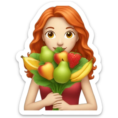 white-red-haired-woman-with-fruit-bouquet sticker