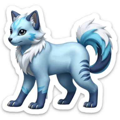 Icy scarf-covered glacial glistening glossy smooth soft flaky scaly furry flurry hyper-realistic cozy boreal boreal-lupus-Lunaray-Manectric-Absol-Luxray-Bobcat-Fakémon-fusion-animal-creature, full body  sticker