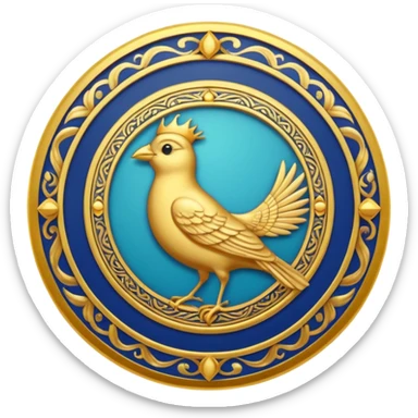 circular achievement style badge for early bird featuring a bird inside and a royal border  sticker