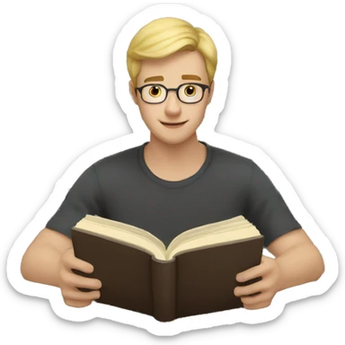 pale-short-hair-young-man-reading-a-book sticker