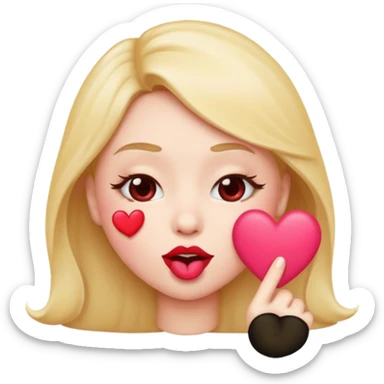 Emoji, face blowing a kiss, puckered lips, small heart sticker