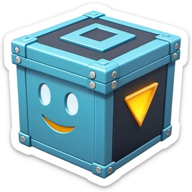 Clash of Clans aesthetic: Cinematic Playful Pixel 3D loot crate Emoji, rendered in a 3D vector-style similar to standard emojis with minimal shading and bold, simplified shapes. A compact, distinct form with signature details, softly glowing with a pixelated adventure charm. Simplified yet unmistakably iconic, highly detailed and consistent, glowing with a soft radiance and high shine. Stylized with a touch of classic pixel-art charm and a soft glowing outline, capturing the essence of a beloved gaming relic with a friendly, playful manner! sticker