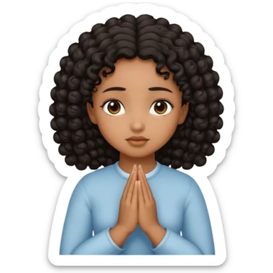 brown girl praying curls black hair and eyes sticker