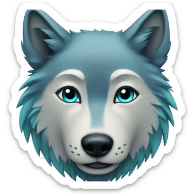 Wolf with Dark Blue fur and Aqua highlights sticker