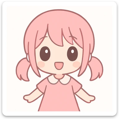 chibi anime girl with pink hair and a happy expression sticker
