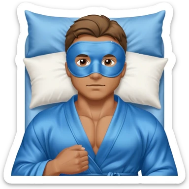 muscular man body silk lace blue robe model sleep mask sticker