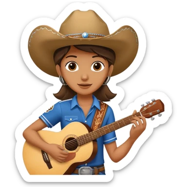 A country music singer, holding a guitar and a soccer ball wearing a cowboy hat sticker