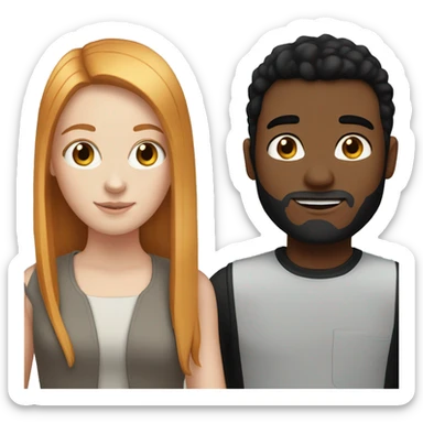 White girl with black hair and ginger boy sticker